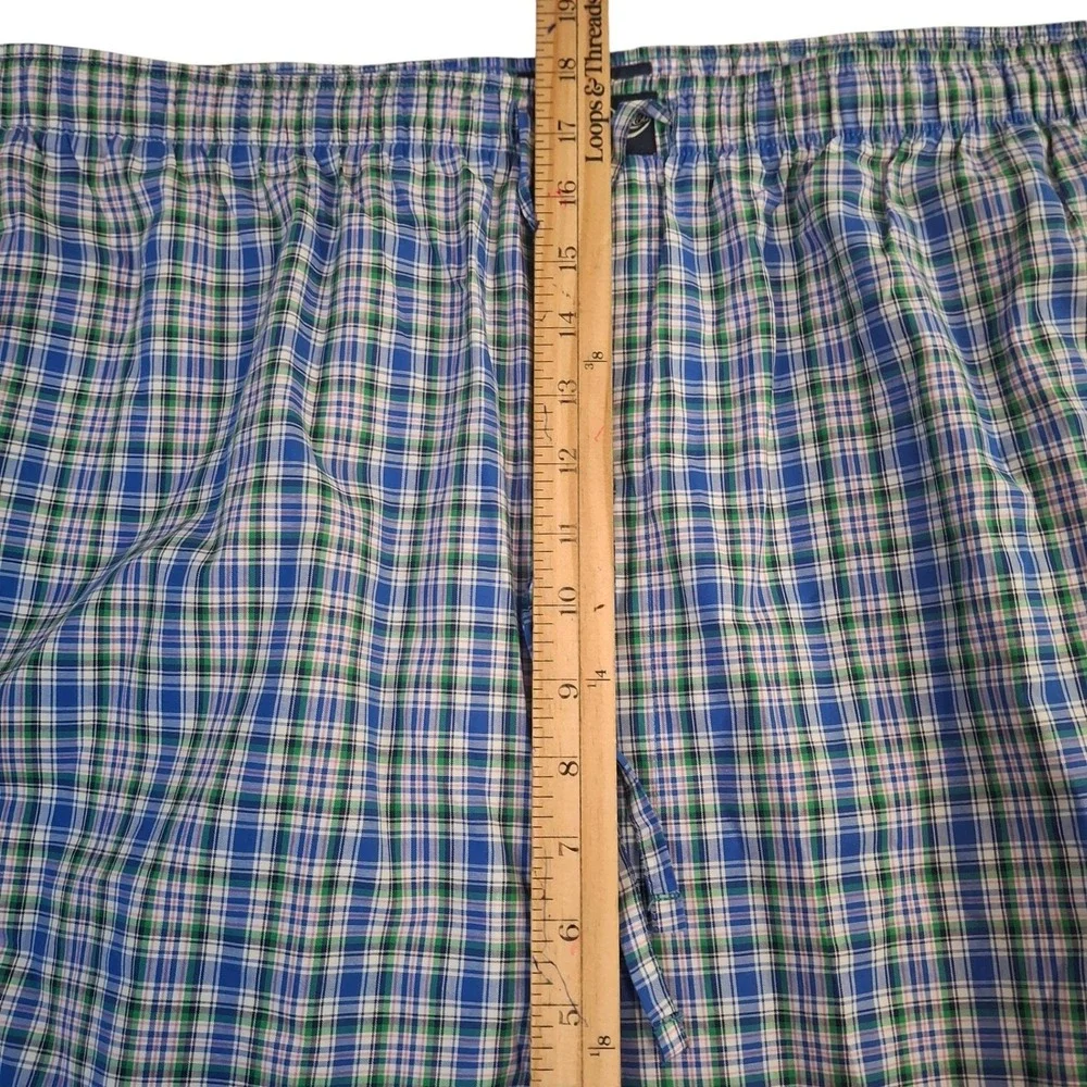 Polo Ralph Lauren Mens 4X Pajama Pants Blue Green Plaid Cotton Sleepwear RY27RX